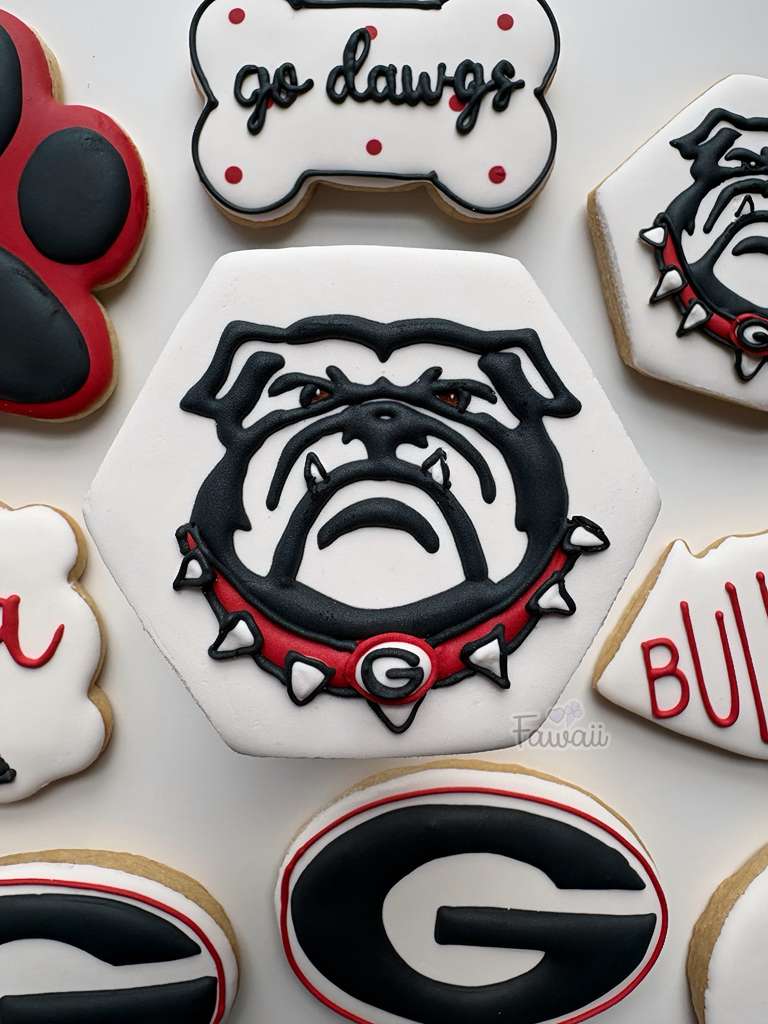 Georgia Bulldogs themed decorated sugar cookies