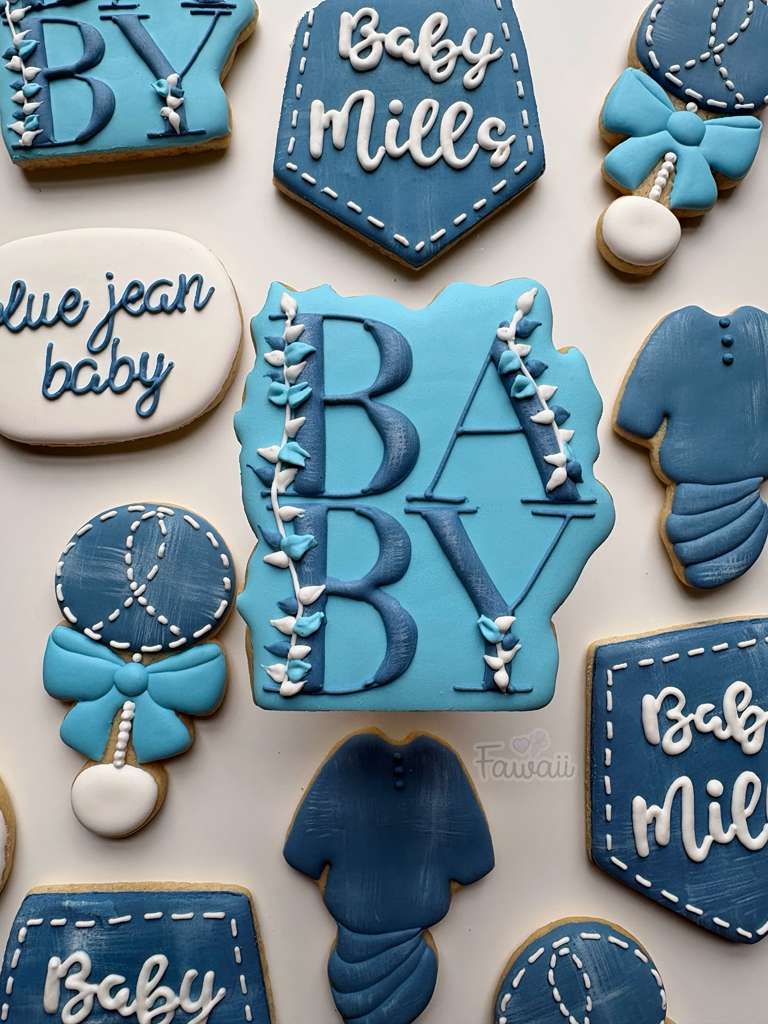 Pastel baby shower decorated sugar cookies