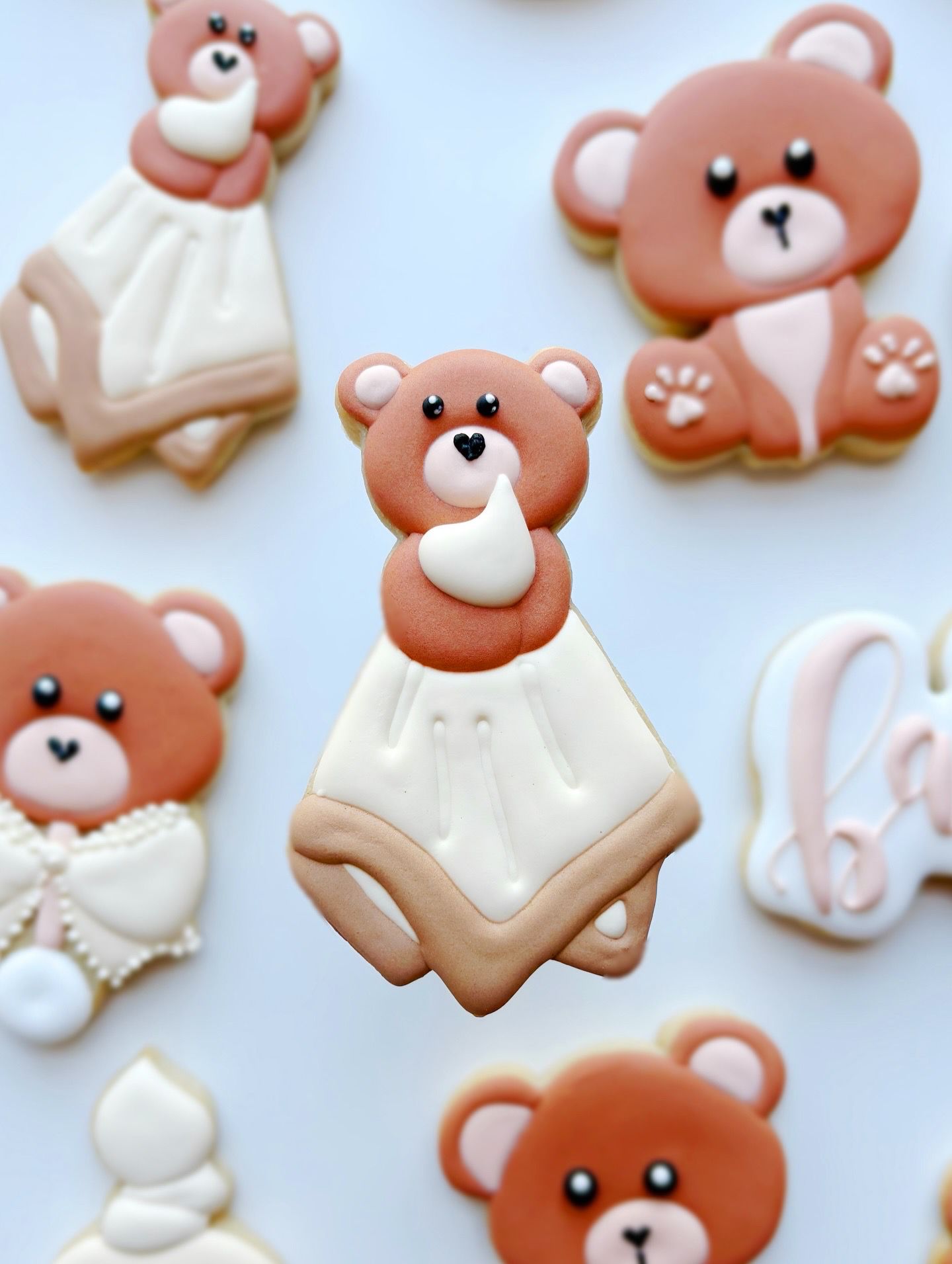 Bear themed decorated sugar cookies