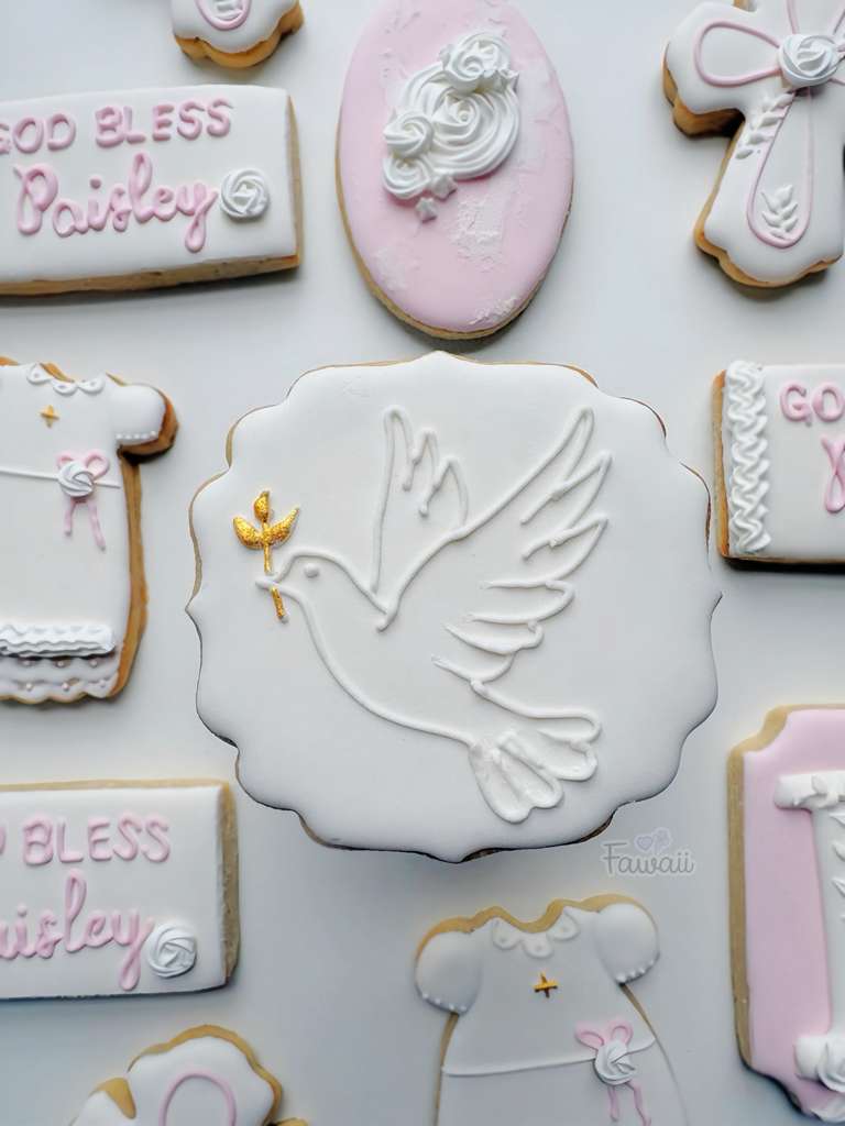 Wedding dove decorated sugar cookies
